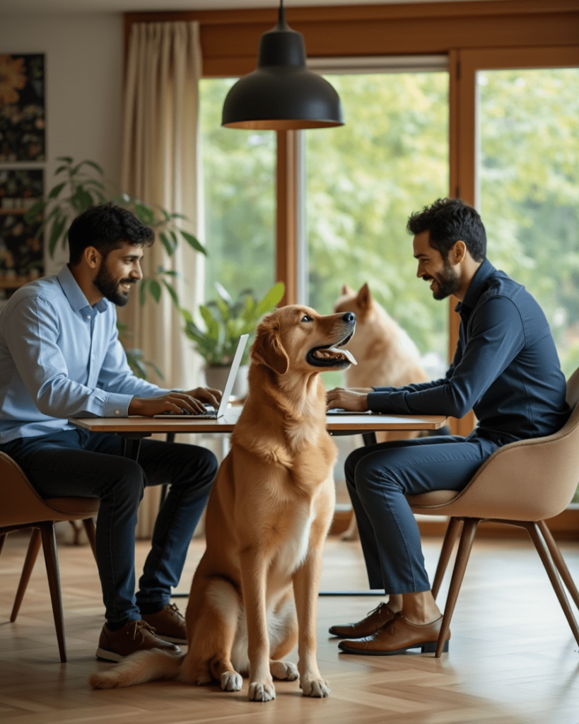 Online video coaching session with a puppy owner